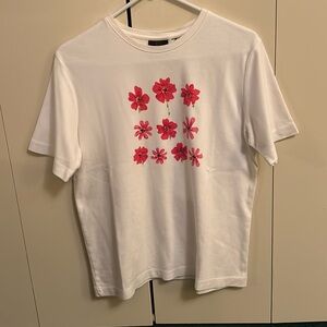 Jenny Buchanan white tee with pink flowers